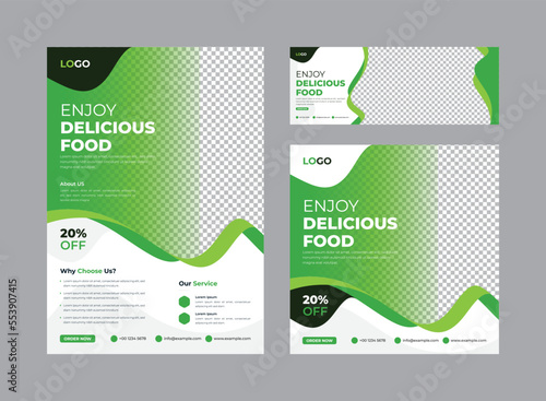 delicious food menu flyer design template set
