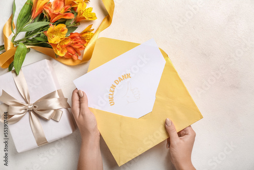 Female hands with card, gif...