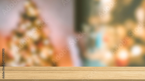 The Selected focus empty wooden table for photomontage or product display 3d rendering