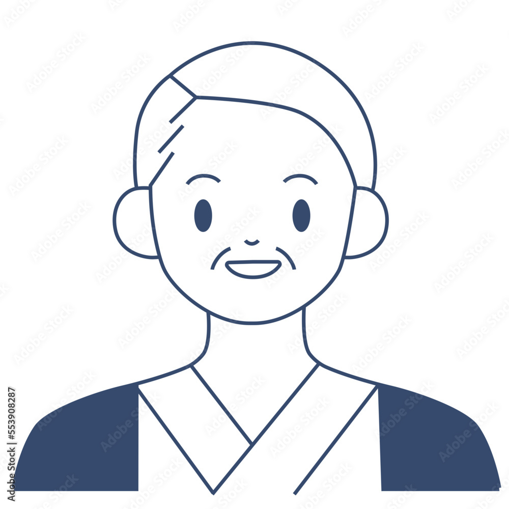 Old man with haori character vector illustration in flat color design Old man with haori character vector illustration in flat color design