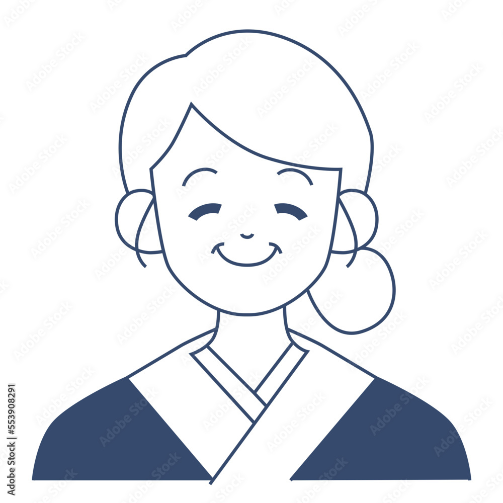 Old woman with kimono character vector illustration in flat color design Old woman with kimono character vector illustration in flat color design
