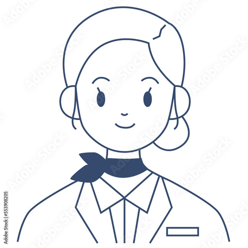 Female flight attendant character vector illustration in flat color design
