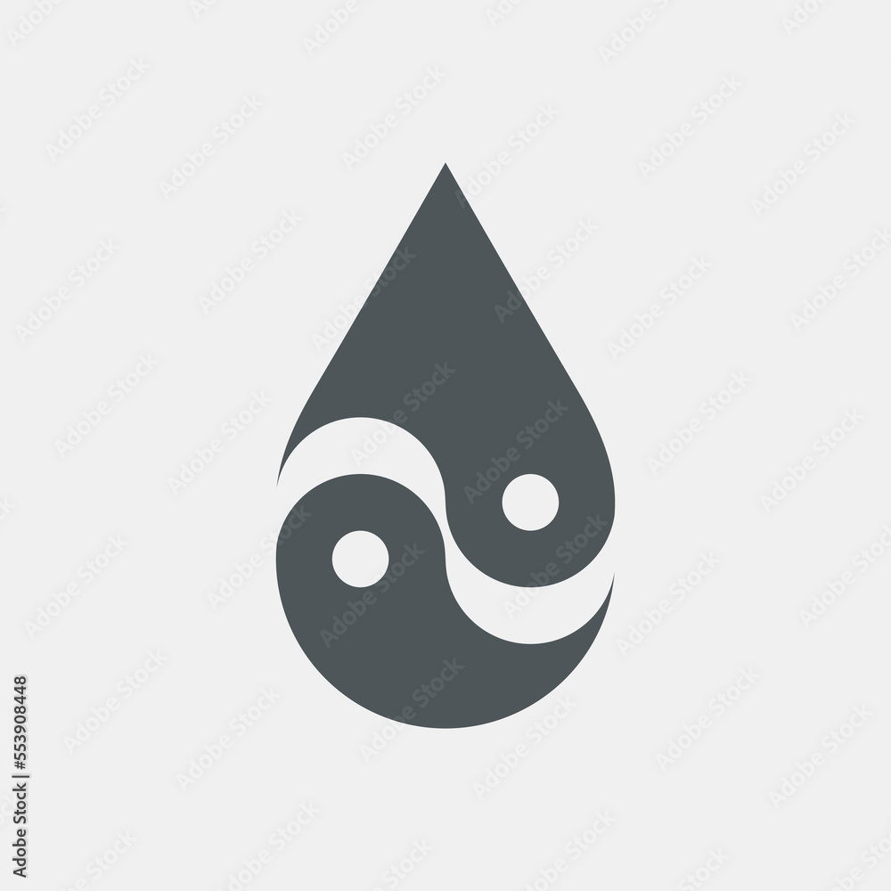 Water drops droplet raindrops Yin-yang icon quality vector illustration cut Water drops droplet raindrops Yin-yang icon quality vector illustration cut