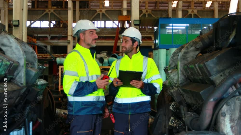Engineer in the process of inspecting train engines Keep the machine ready for use in the train station. Engineers wear safety clothing and helmets to work safely as standard.
Engineer in the process of inspecting train engines Keep the machine ready for use in the train station. Engineers wear safety clothing and helmets to work safely as standard.
