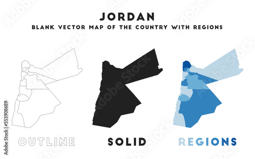 Jordan map. Borders of Jordan for your infographic. Vector country shape. Vector illustration.