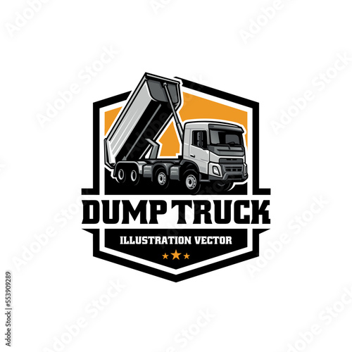 dump truck, trucking premium logo vector