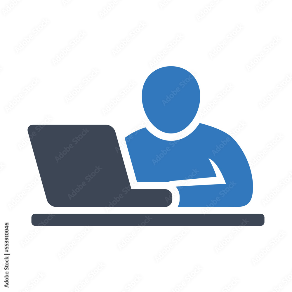 Working on laptop icon vector graphic illustration Working on laptop icon vector graphic illustration