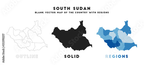 South Sudan map. Borders of South Sudan for your infographic. Vector country shape. Vector illustration.