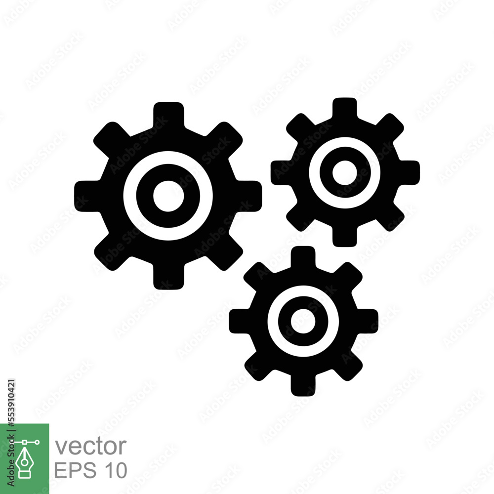 Obraz premium Gear icon. Cog, wheel, cogwheel, mechanism, engineering, mechanical, industry, technology concept. Simple flat style. Vector illustration design isolated on white background. EPS 10.