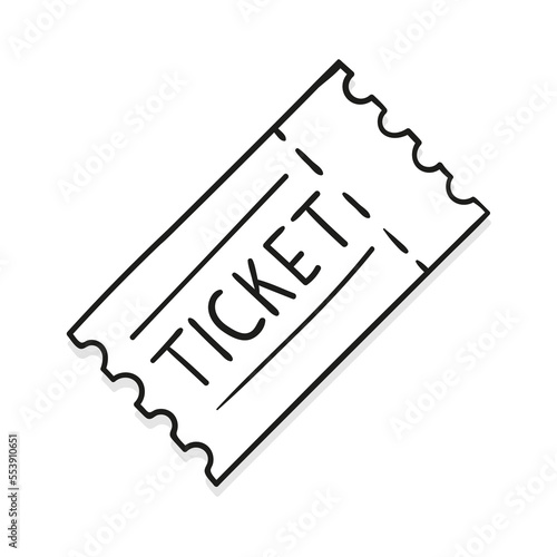 Entrance ticket vector hand drawn icon. Raffle ticket symbol in doodle style.