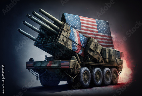 American surface to air missile system MIM 104 Patriot was created by Raytheon in Szczecin, Poland in April 2022 to defend key targets. Generative AI photo