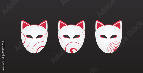 set of japanese cat mask illustration