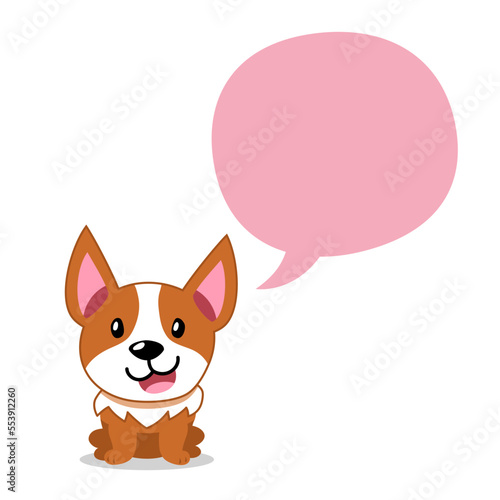 Cartoon character corgi dog with speech bubble for design.
