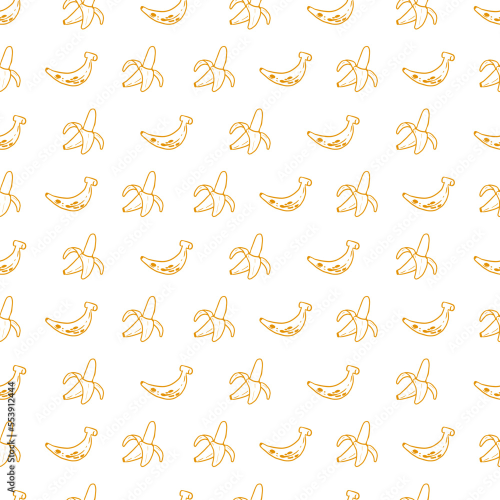 Banana and Banana Vector Graphic Line Art Seamless Pattern