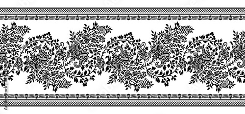 Vector floral border with geometrical shape
