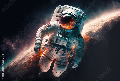 Canvas-taulu Astronaut cosmonaut in orbit exploring the universe