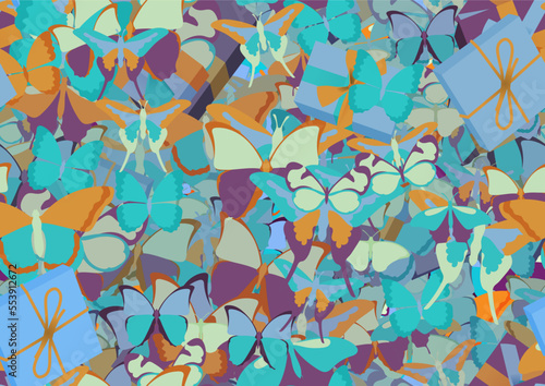 Background pattern abstract design texture. Seamless. Theme is about beautiful, various, spring, festive, fly, gorgeous, birthday, Pipevine, drawing, anniversary, holiday, gift, wildlife