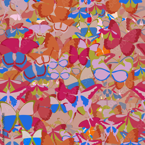 Background pattern abstract design texture. Seamless. Theme is about exotic, decoration, drawing, design, repeat, summer, vector, Red Admiral, tropical, colorful, beautiful, Butterfly