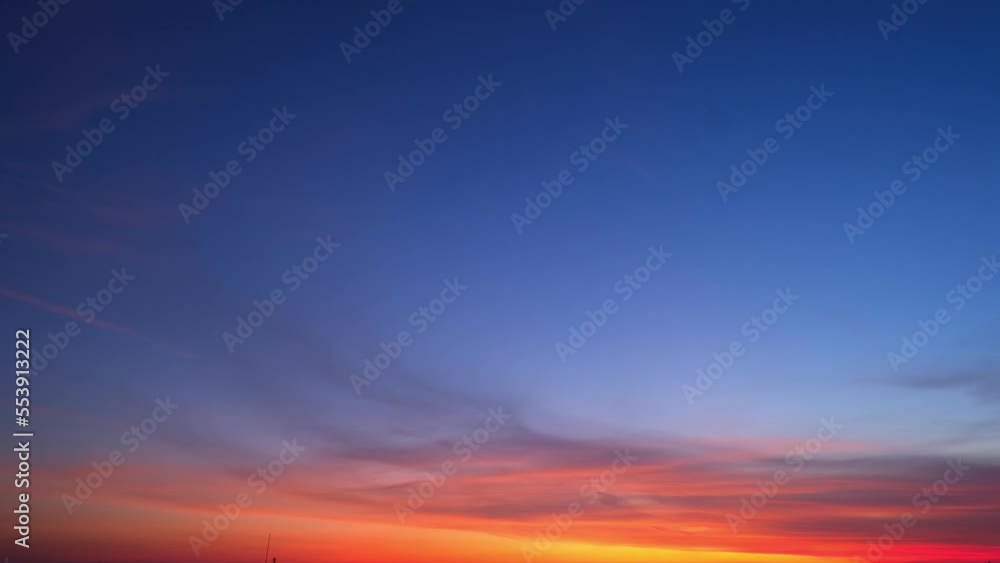 4K : Time lapse of colorful sky during beautiful sunrise clouds. Romantic clouds. winter sky. clouds at sunrise. natural motion background. weather and the movement of nature concept
4K : Time lapse of colorful sky during beautiful sunrise clouds. Romantic clouds. winter sky. clouds at sunrise. natural motion background. weather and the movement of nature concept