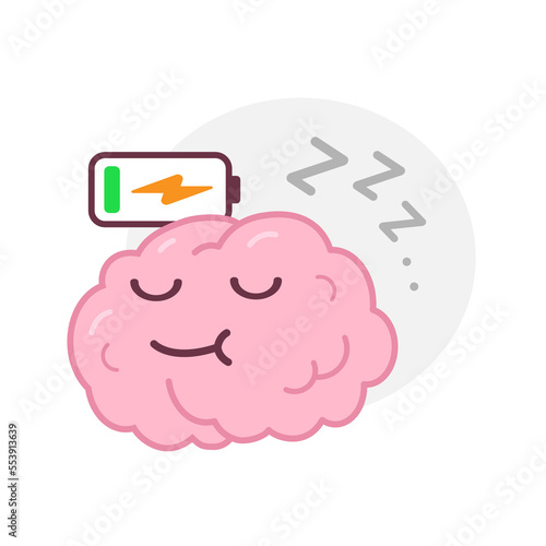 recharge energy by resting brain to sleep in cartoon character concept illustration flat design vector eps10. modern graphic element for landing page, empty state ui, infographic, icon