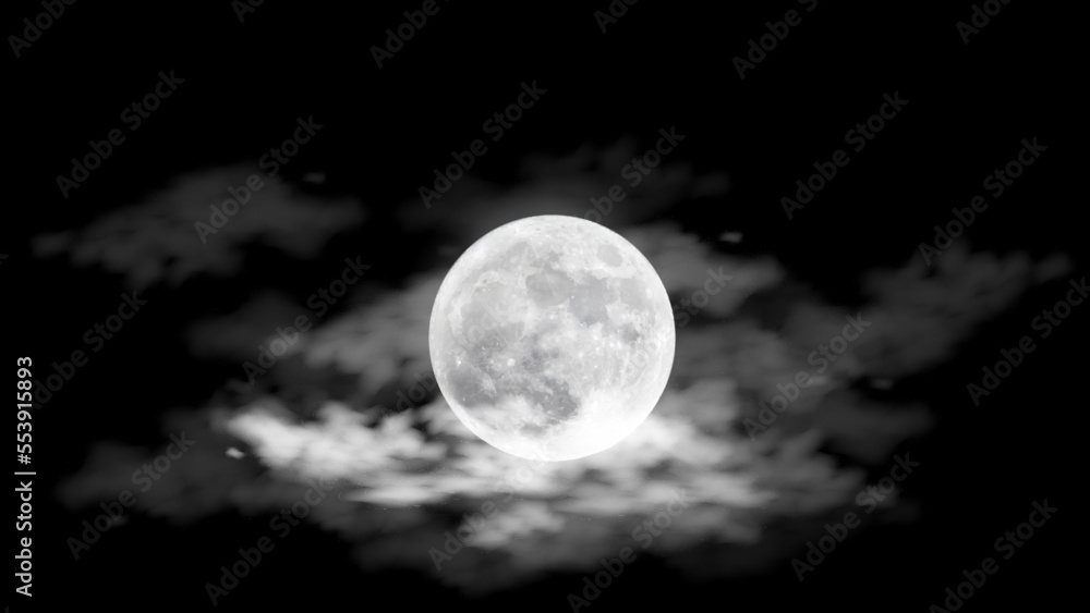 Fototapeta premium Realistic vector full moon in the sky