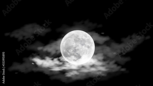 Realistic vector full moon in the sky