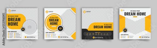 Construction social media post banner, Instagram post, Plumber Service Social Media web banner, home repair social media post design, renovation Handyman home repair banner, construction agency ads