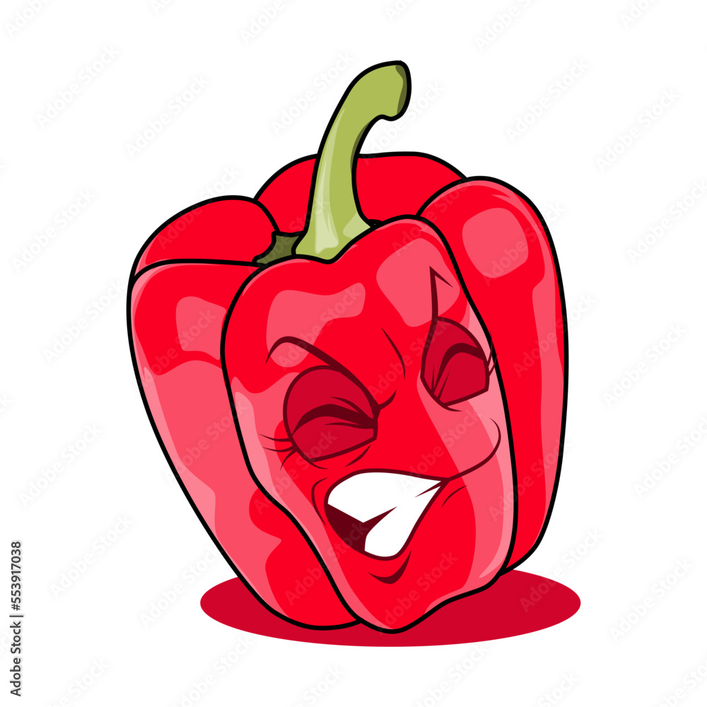 Red Paprika Cartoon Character. Vector Illustration Isolated on White Background Red Paprika Cartoon Character. Vector Illustration Isolated on White Background