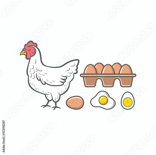 illustration of laying hen, vector art.