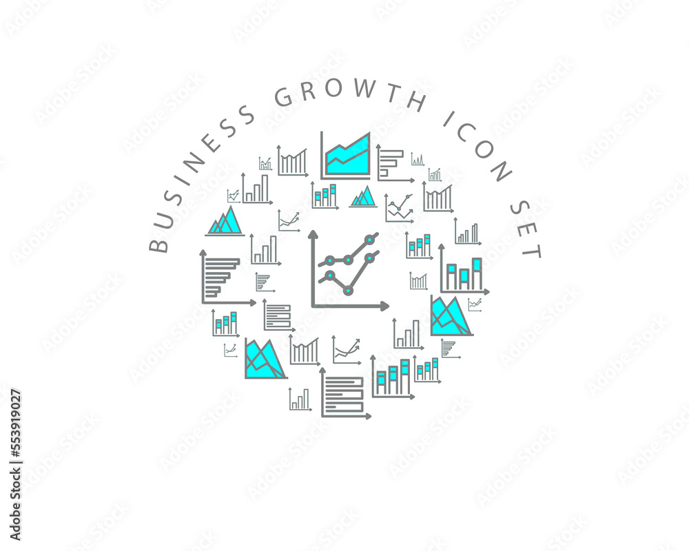 Vector business growth icon set