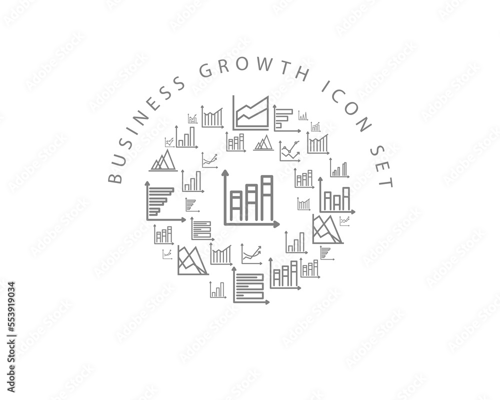 Vector business growth icon set Vector business growth icon set