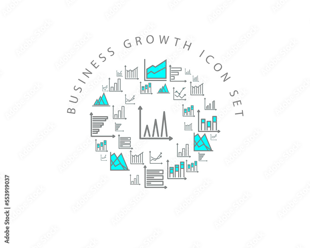 Vector business growth icon set Vector business growth icon set