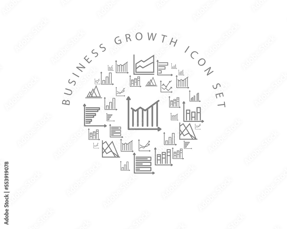 Vector business growth icon set Vector business growth icon set