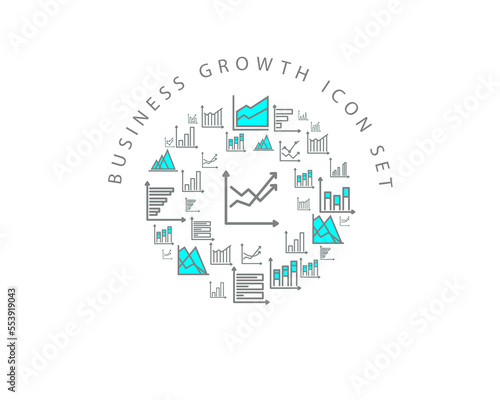 Vector business growth icon set