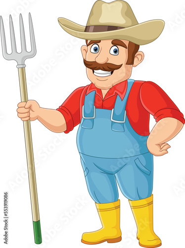 Cartoon farmer holding a pitchfork