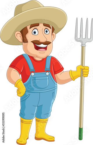 Cartoon farmer holding a pitchfork