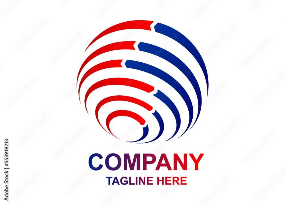 Business logo vector circle with red and blue color Business logo vector circle with red and blue color