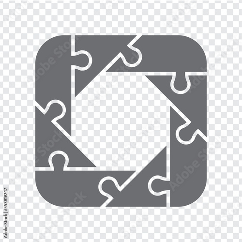Simple icon puzzle in gray. Simple icon puzzle of the eight elements  on transparent background for your web site design, app, UI. EPS10.