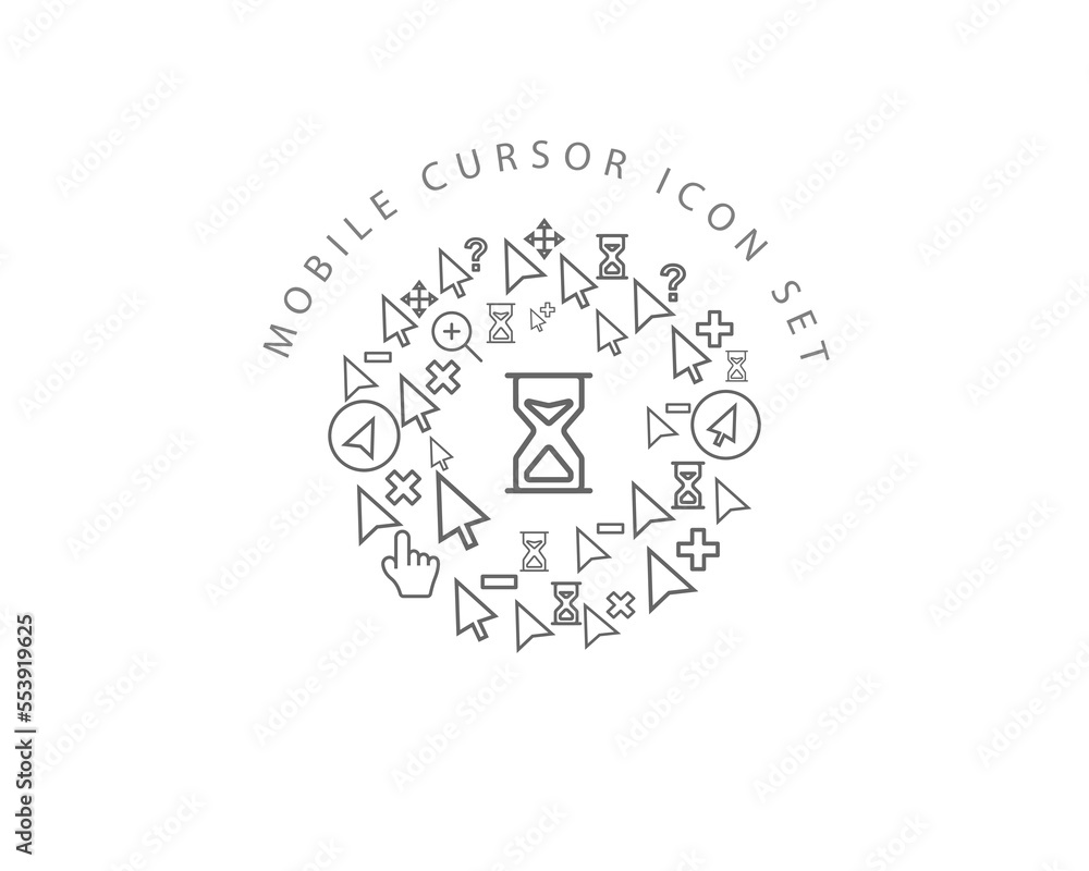 Obraz premium Vector mobile cursor icon set