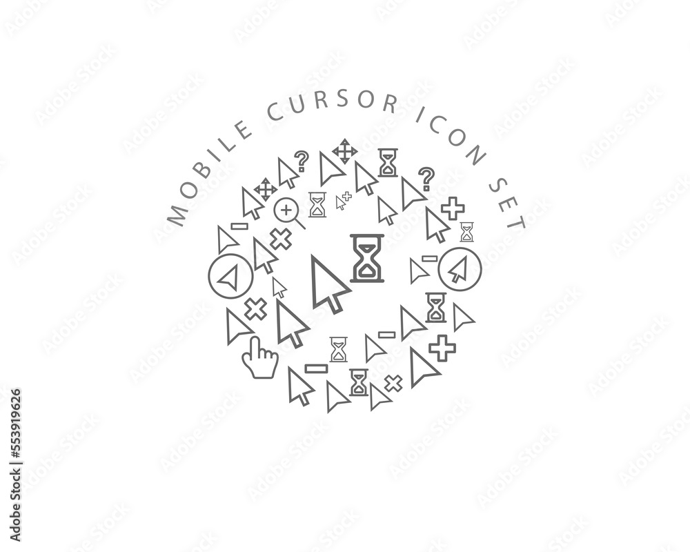 Vector mobile cursor icon set Vector mobile cursor icon set
