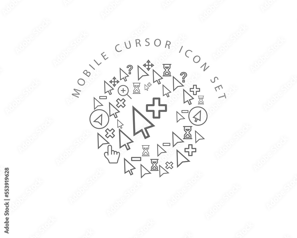 Vector mobile cursor icon set Vector mobile cursor icon set
