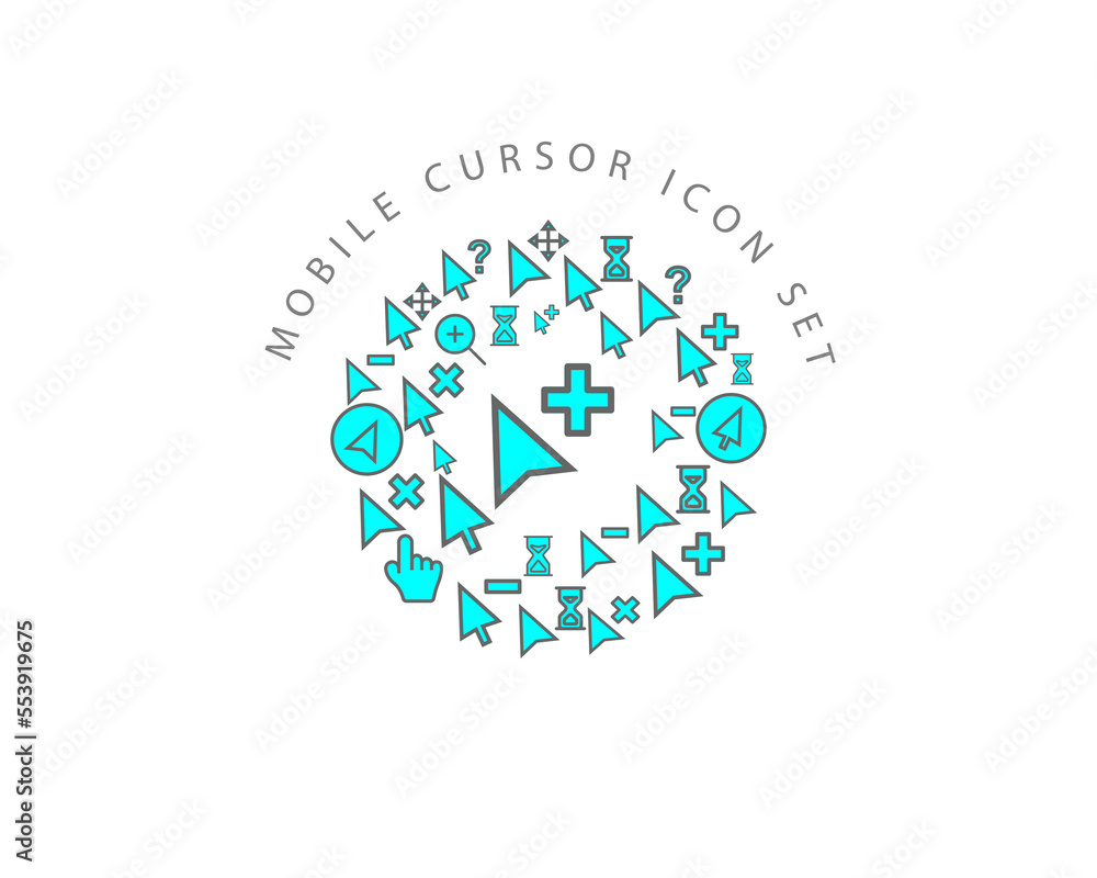 Vector mobile cursor icon set Vector mobile cursor icon set