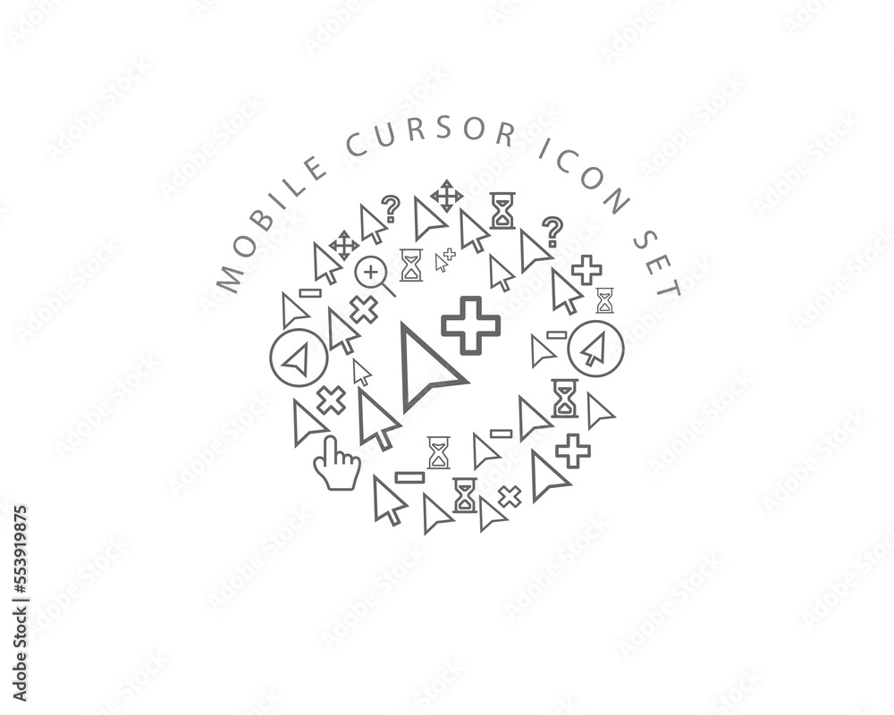 Vector mobile cursor icon set Vector mobile cursor icon set