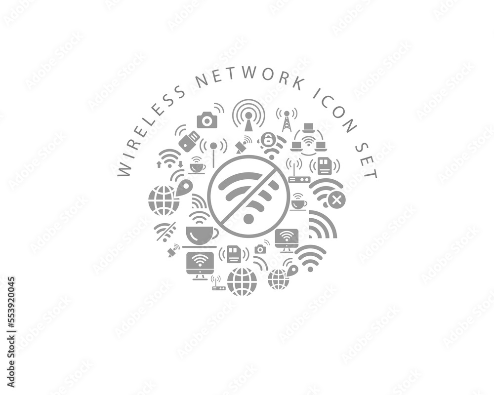 Vector wireless network icon set Vector wireless network icon set