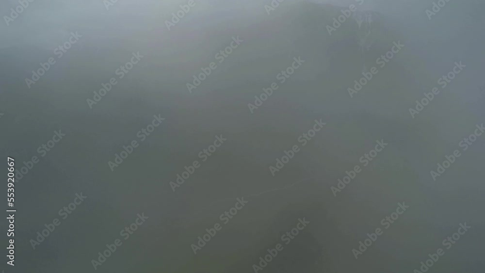 Caucasus, Ossetia. Bugulta Gorge. Clouds in the mountains.
