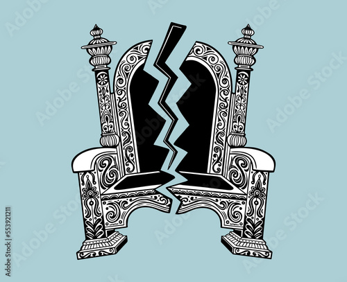 broken throne chair hand drawn vector illustration isolated

