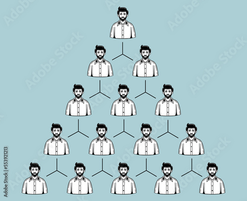 hierarchy structure, organization structure illustration vector hand drawn
