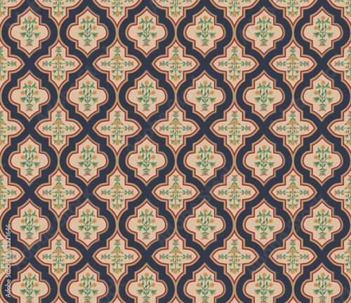 Moroccan seamless pattern with floral decoration. Best for wall decoration, wrapping paper, textile, fabric print, and packaging