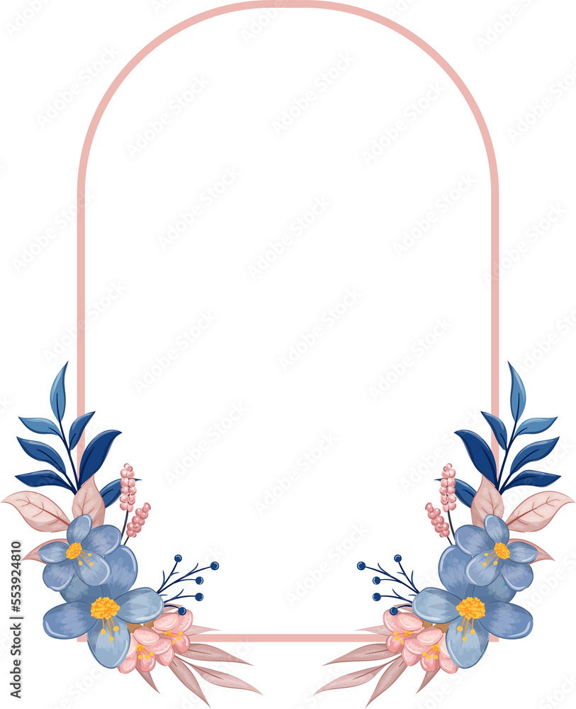 Fototapeta premium Blue Floral Bouquet With Watercolor