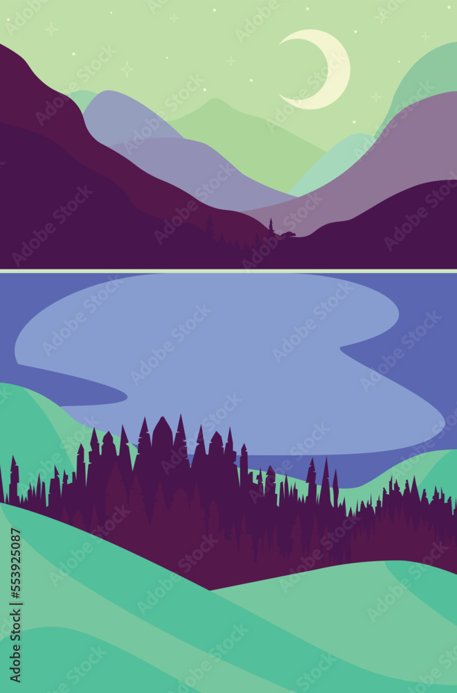Naklejka premium Night lake in the mountains